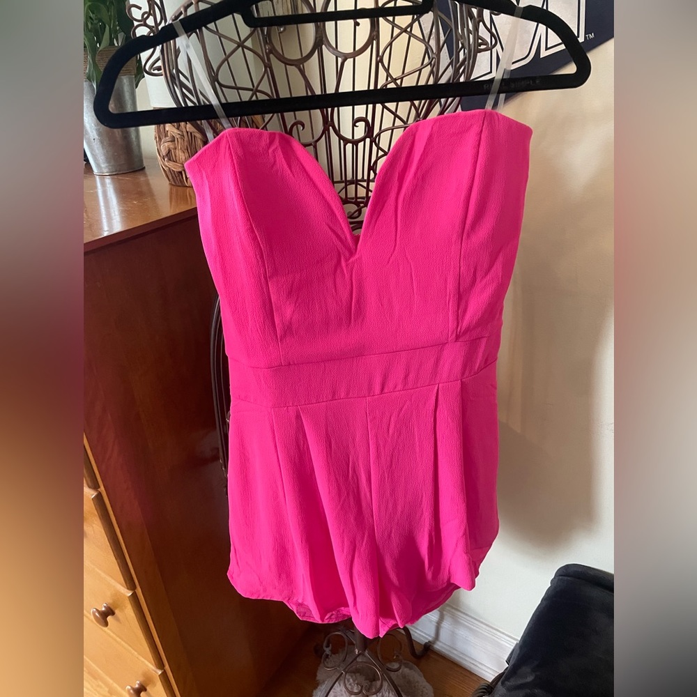 Hot pink Strapless Romper